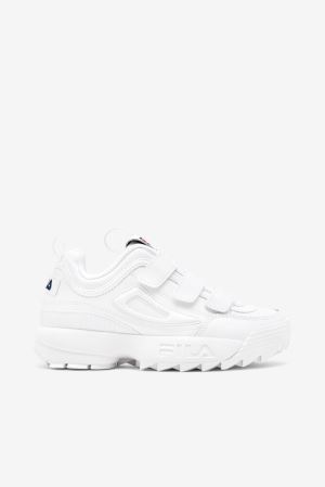 FILA Disruptor 2 Triple Strap Sneakers White / Navy / Red,Womens Shoes | CA.XCUQMJ720